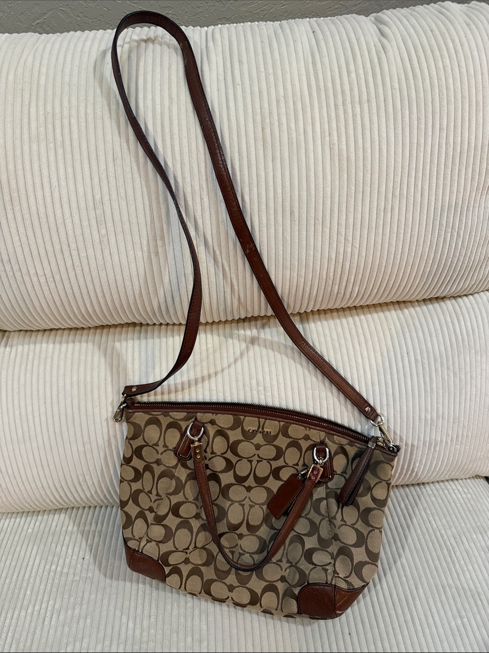 Coach Signature Canvas Shoulder Bag in Brown